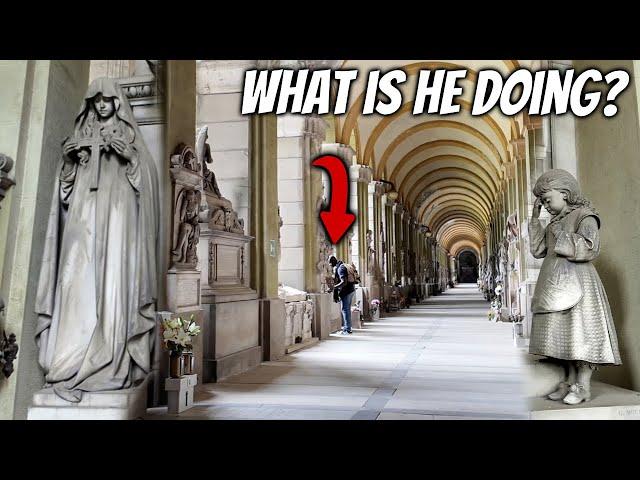 Strange Devil Man Follows Me in Cemetery (making weird noises) - Genoa 