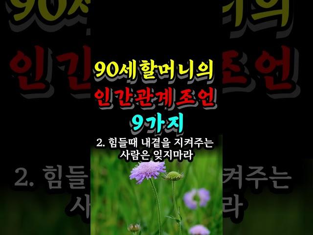 90세 할머니의 뼈있는 인간관계 조언 9가지 #노년조언 #오늘의명언