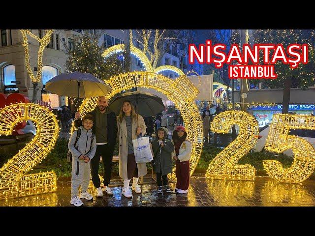 Rainy Walk in Nisantasi Istanbul | 2025 New Year Decorations