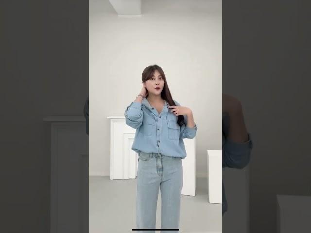 리파인 양 플랩 포켓 루즈핏 후드 청 남방 / 간절기 / 데님 / 행복여