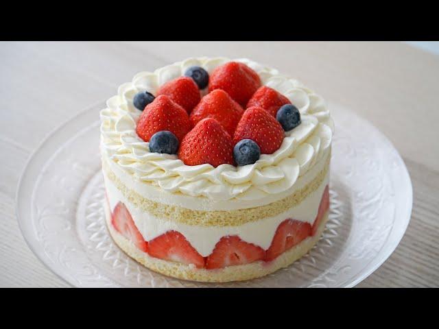 Strawberry Cake. White Chocolate Whipped Cream