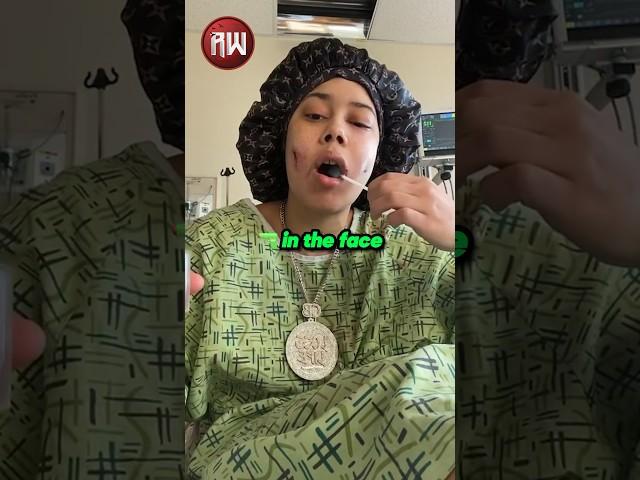 Female rapper MOCKS her opps from the hospital after surviving 