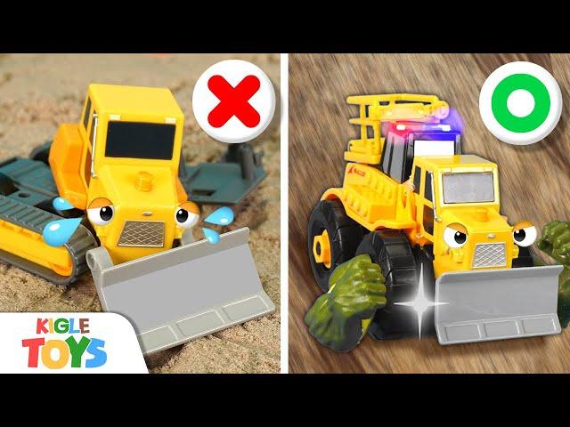 تايو مرأب السيارة سيارة الوحش | الجرافة مكسورة | KIGLE TOYS - ألعاب للأطفال