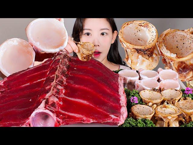 시원하게 긁어 먹는 날 생참치 갈비, 생참치 척수 회, 구이 먹방 Raw tuna rib & Tuna marrow [eating show] mukbang korean food