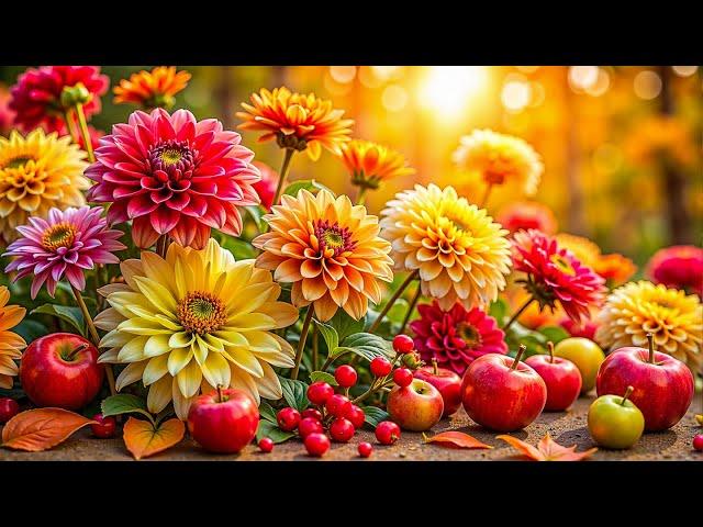 Peaceful Autumn Flower Garden Full of Colors  Music Therapy to Calm the Nervous System