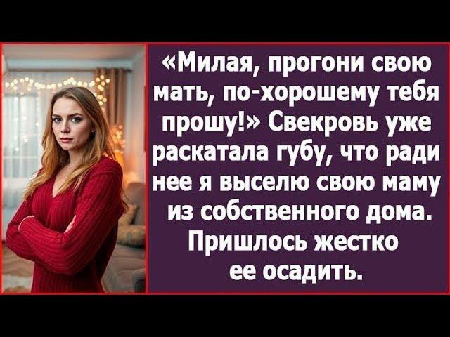 Милая, прогони свою мать, по хорошему тебя прошу! Свекровь много хотела, но ничего не получила