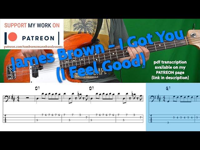 James Brown - I Got You (I Feel Good) (Bass cover with tabs)