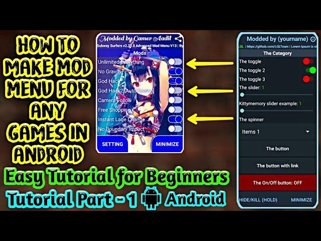 Easy Mod Menu Tutorial on Android [Part - 1] for Beginners | Learn to make mod menu for any Games