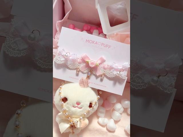 moka puff haul  #shorts #fashion #jewellery lace ribbon pink bow choker bunny plush plushie