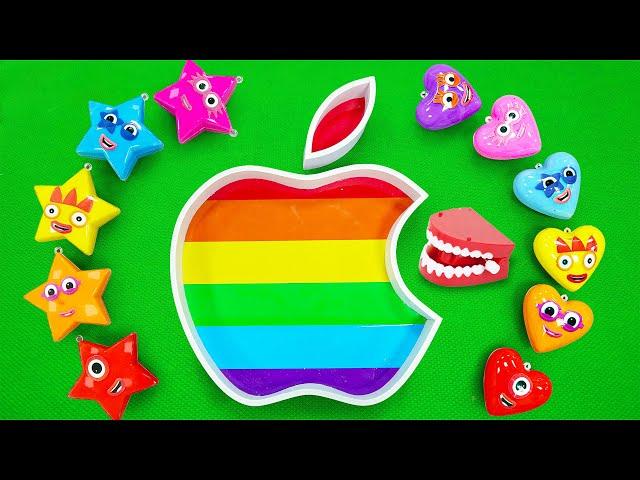 Mixing all SLIME into Rainbow Apple Bathtub by Cleaning Dirty Heart Coloring! Satisfying ASMR Videos