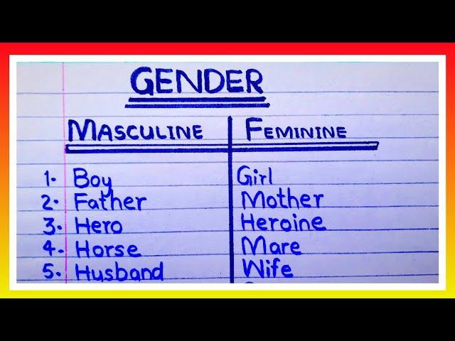 Genders ||Masculine Feminine|| Masculine ||Feminine #gender