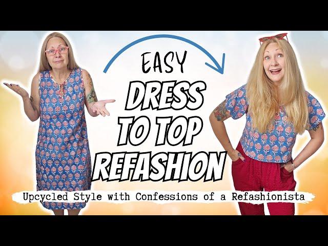 Easy DIY: Transform a Frumpy Thrifted House Dress into a Cute Top with Sleeves!