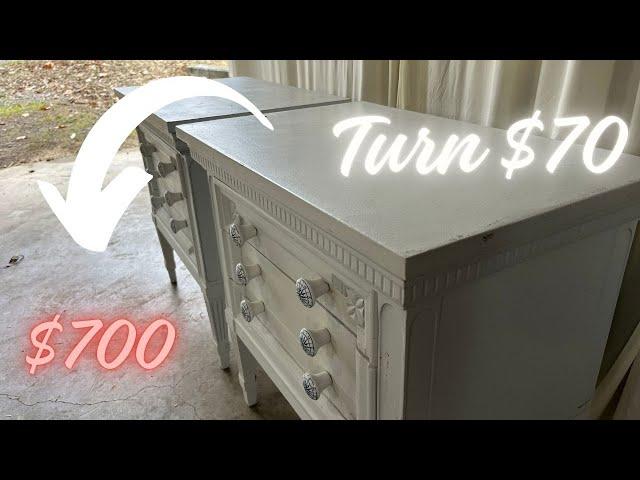 Turning $70 into $700 Vintage nightstand transformation