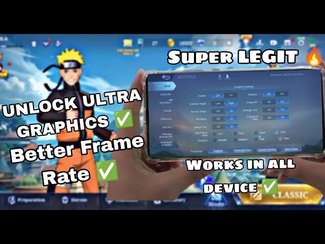 UNLOCK ULTRA GRAPHICS 120Fps  MLBB TUTORIAL 2025 ( SUPER LEGIT )