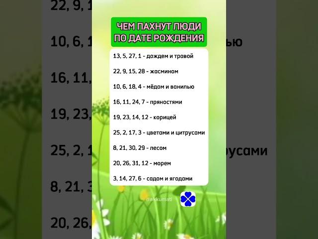Чем пахнут люди по дате рождения @Akkumati