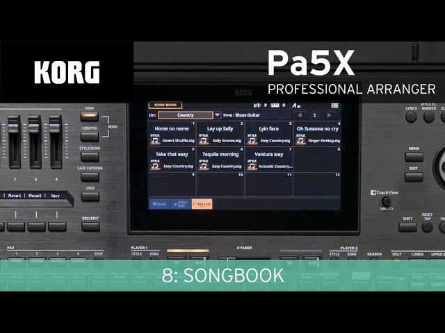 KORG Pa5X Video Manual - 8: SongBook