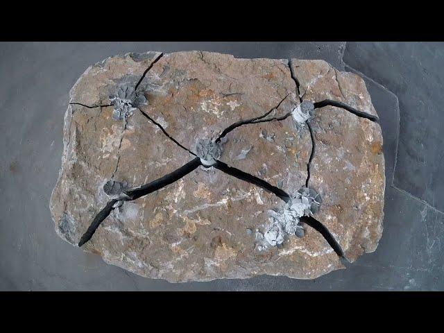 BETONAMIT® application video | Cracking rocks and stones with a non-explosive cracking agent.