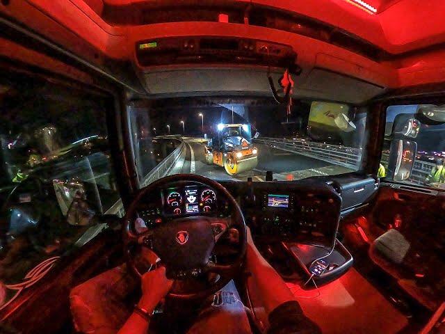 POV Driving Scania R580 - Nightride through Stockholm