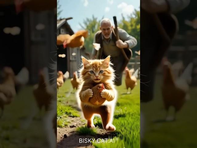 Cute Cat and Chicken videos #aishorts #cat #cutecat #ai #cute #viralshort #aicat