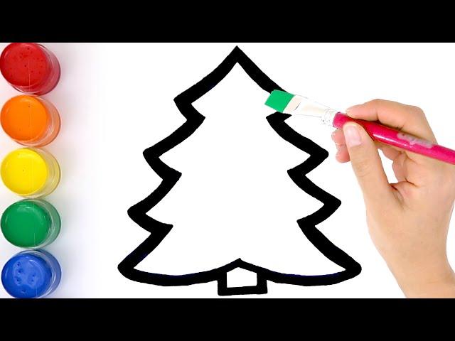 Christmas Tree coloring and drawing for kids, toddlers | Learn colors