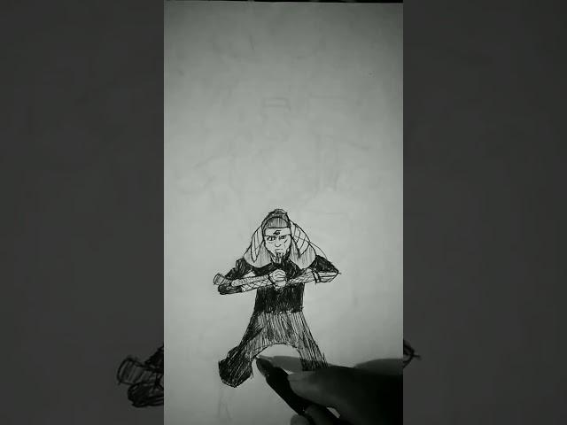 speed drawing stick man Third Hokage  #shorts #drawing #anime