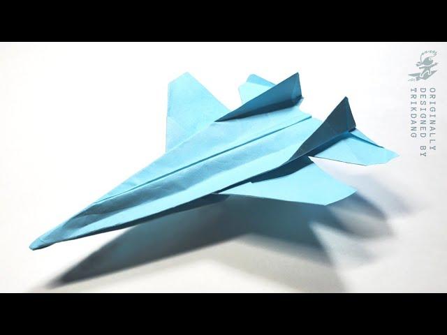 EASY PAPER AIRPLANE - How to make a Paper jet that FLIES FAR - 100+ Feet | F-55 Strike Force