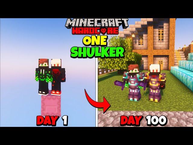 We Survived 100 Days On ONE SHULKER Only World In Minecraft Hardcore | Duo 100 Days