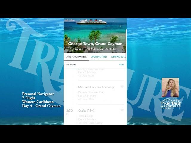 Personal Navigator - Disney Treasure Western Caribbean Day 4 Grand Cayman - Pixie Dust Adventures