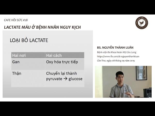 Cafe Hồi Sức - kì 28: Lactate máu ở bệnh nhân nguy kịch - Bs. Nguyễn Thành Luân (Phần 1)