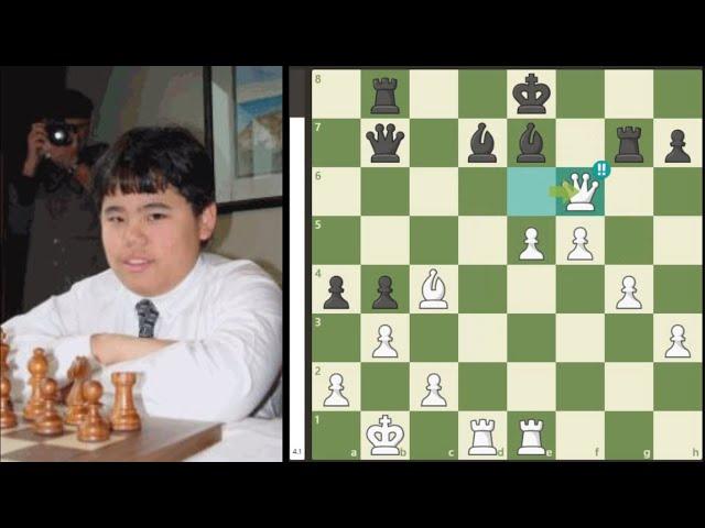 12 years old Hikaru have a brilliant knight & queen sac - Hikaru Nakamura vs Oladapo Oluto Adu 1999