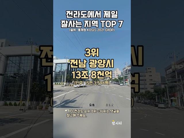 "전라도에서 제일 잘사는 지역 TOP 7"#shorts
