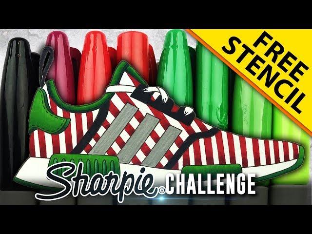 Sharpie Art Challenge: Adidas NMD "Candy Cane" w/ Downloadable Stencil