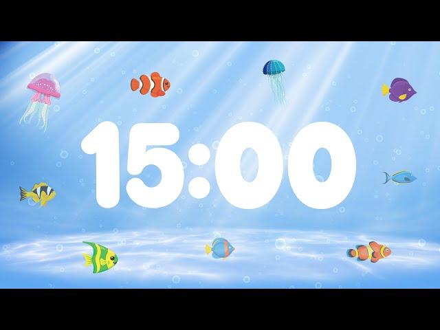 15 Minute Countdown Timer for Kids with Alarm and Fun Music | Under the Sea 