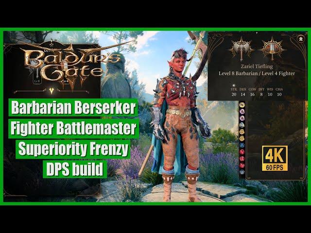 Baldur's Gate 3 Barbarian Berserker Fighter Battlemaster Superiority Frenzy DPS build