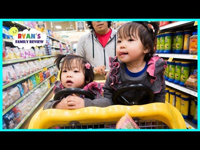 Emma and Kate Pick our Grocery Shopping!!! Healthy or not with Ryan Kid Size Shopping Cart!!!