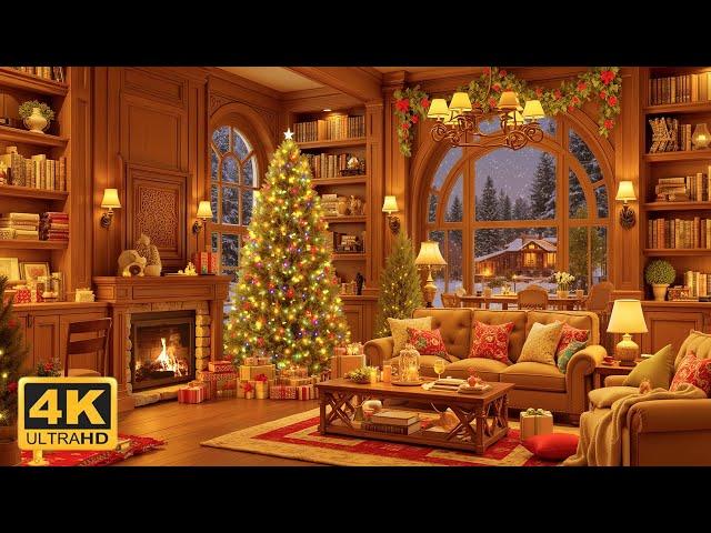 Beautiful Instrumental Christmas Music  Cozy Fireplace Ambience  Relaxing Holiday Vibes | 4K