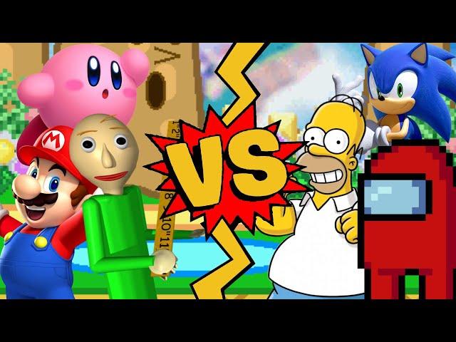 M.U.G.E.N. Battles | Mario/Baldi/Kirby vs Sonic/Homer Simpson/Crewmate