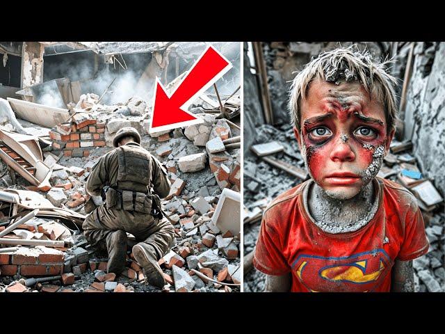 Soldier Finds Lost Child Hiding in Ruins – Shocking Moment That Made Millions Cry!