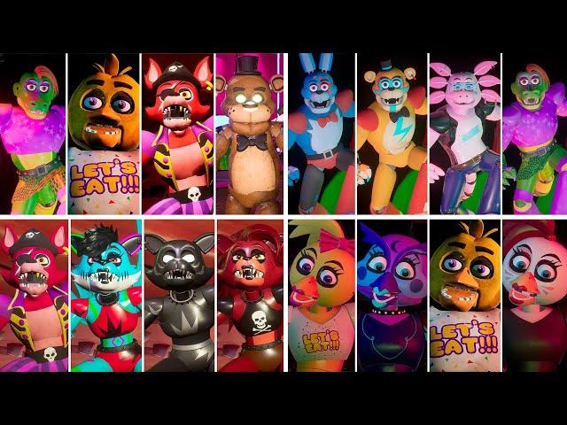 ALL ANIMATRONICS WITH ALL MODS COMPILATION – FNAF Security Breach