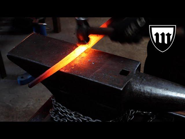 Forging a pattern welded double fullered sword, part  1, forging the blade.