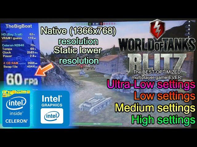 World of Tanks Blitz (2023) on LOW-END LAPTOP || Intel Celeron N2840, Intel HD (Bay Trail), 4 GB RAM