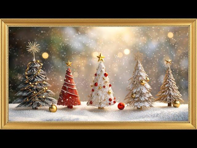 Miniature Christmas Magic: Christmas Trees with Falling Snow | 4K Art Screensaver