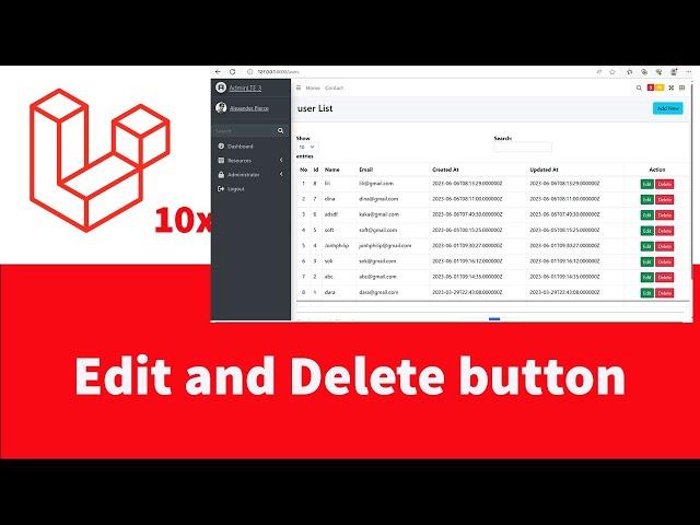 Laravel 10 - Add edit and delete button in user list  - Part 9