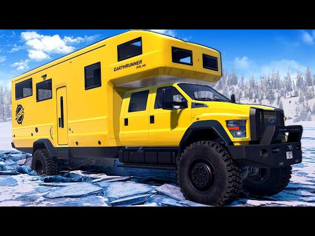 I Drove a MONSTER RV on a Dangerous Frozen Lake! - Snowrunner