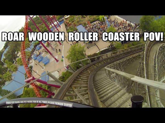 Roar Wooden Roller Coaster POV Six Flags Discovery Kingdom