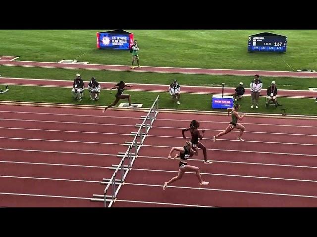 Heptathlon 100m Hurdles 2024 U.S. Olympic Trials Heat 3, Jadin O'Brien (13.3), T. Chapman, Taubert