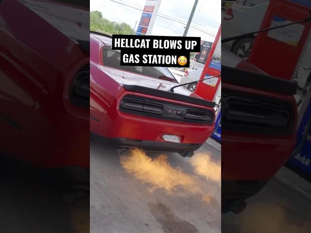 HELLCAT BLOWS UP AT GAS STATION*MUST WATCH*‼️ #hellcat #dodgechallenger #cars #dodge #musclecar