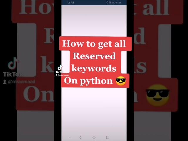 [SOON] what's Python reserved keywords