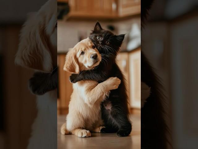 Puppy’s Warm Hug Melts Kitten In Cute Cuddle!
