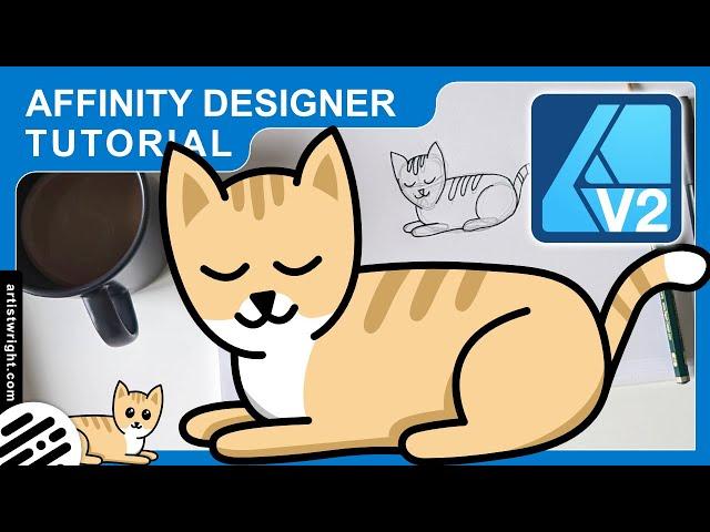 Affinity Designer Tutorial for Beginners - Cute Cat